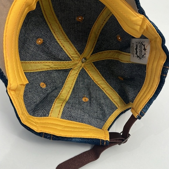 Denim Cotton Cap with Rhinestone Green Weed appliqué - Picture 4 of 5